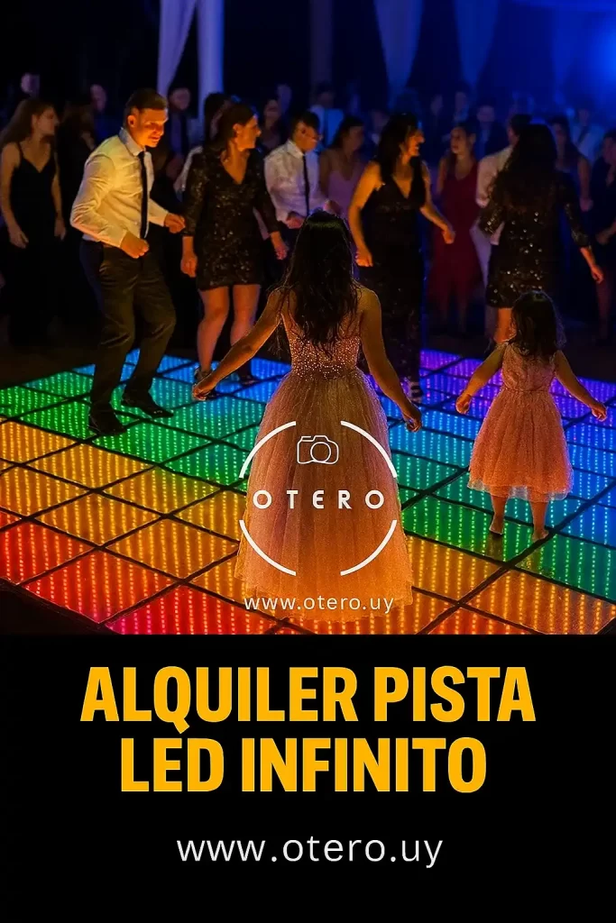 Pista LED infinita de colores en alquiler por Álvaro Otero Servicios para Fiestas, ideal para bodas y eventos en Uruguay